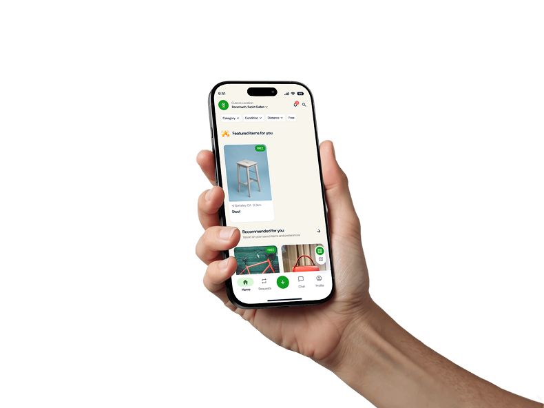 Swap it mobile app interface showing the app's features and design